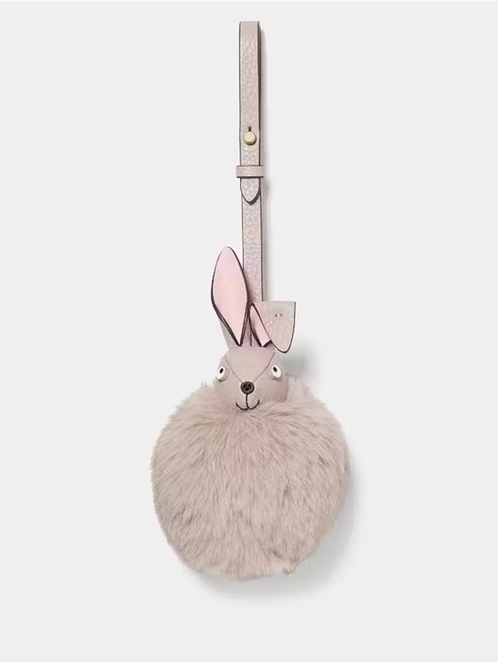 ♠️Kate Spade New York 3D Faux Fur Bunny Bag Charm, Cozy Grey NWT